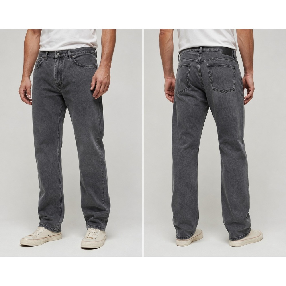 AXIST Mens Gray Wash Straight Leg Jeans 38x29 Relaxed Fit Denim‎ Pants